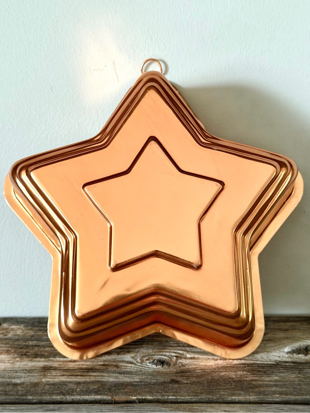 Vintage Star Shaped 5-Cup Gelatin Mold Cake Pan Copper-Tone Kitchen Wall Hanging